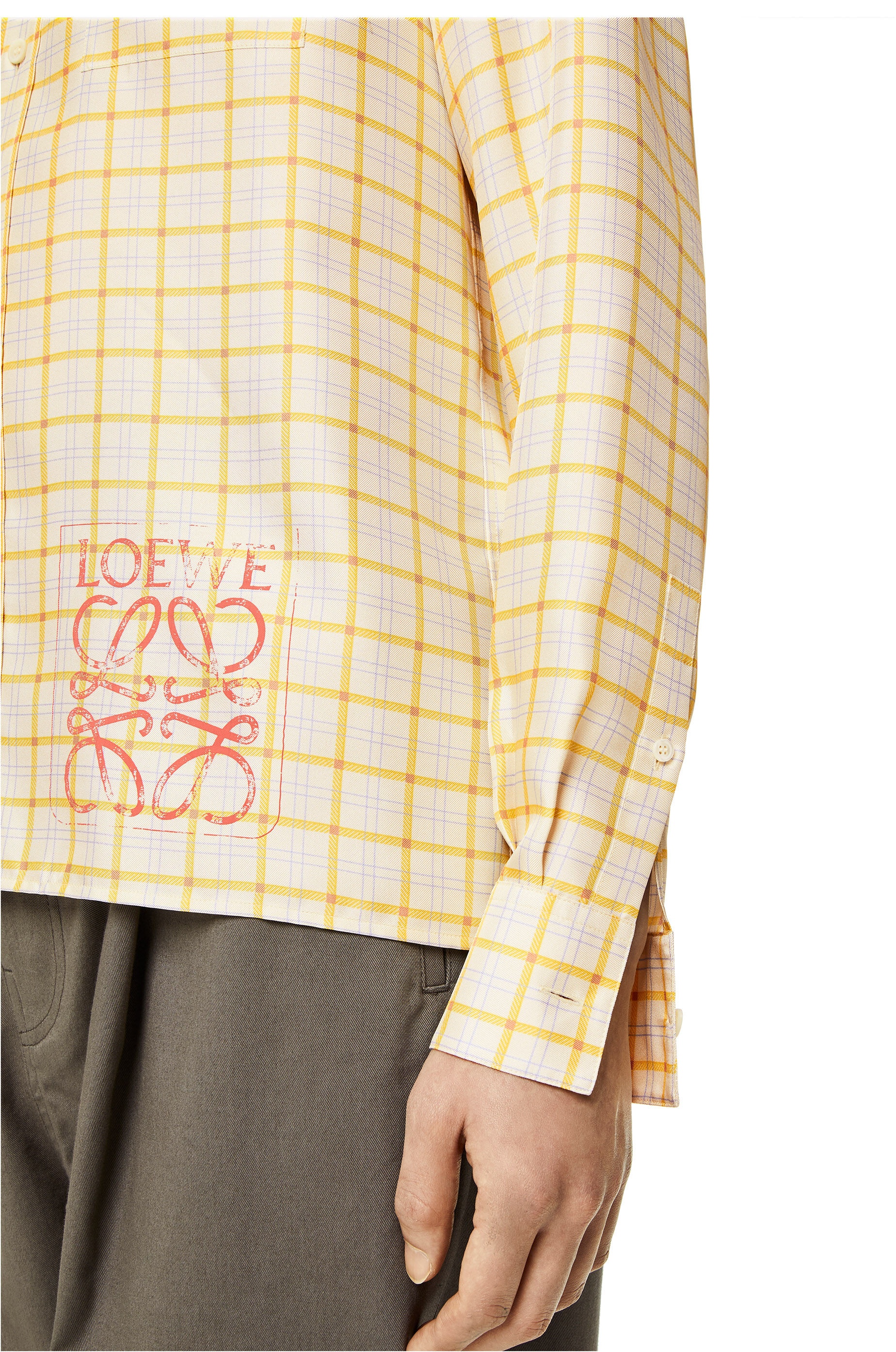 Anagram stamp check shirt in silk and cotton - 5