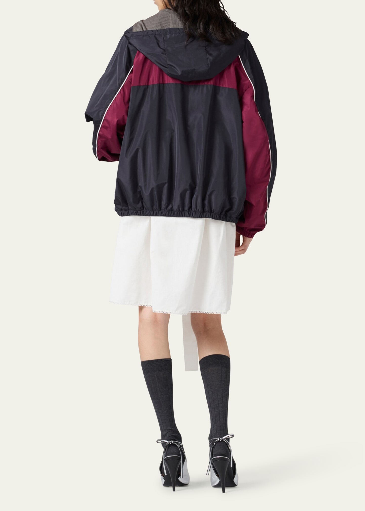 Long Sleeve Bomber Jacket With Hoodie - 3