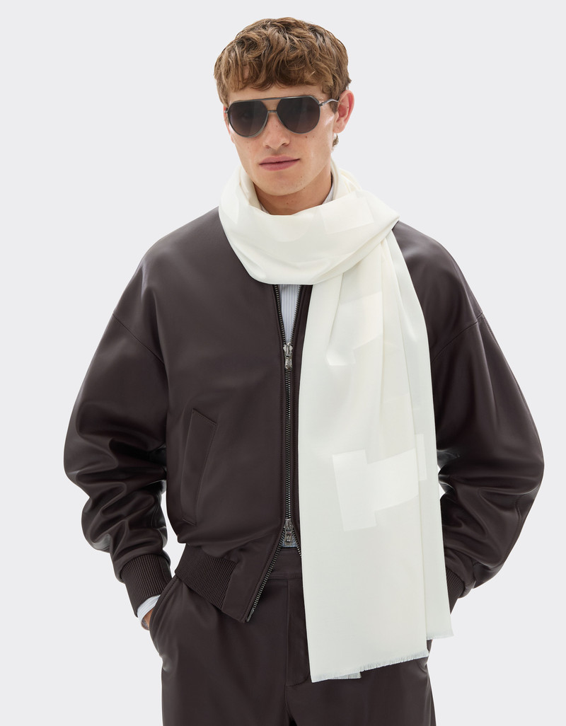 Ferrari Wool and silk scarf with Ferrari logo outlook