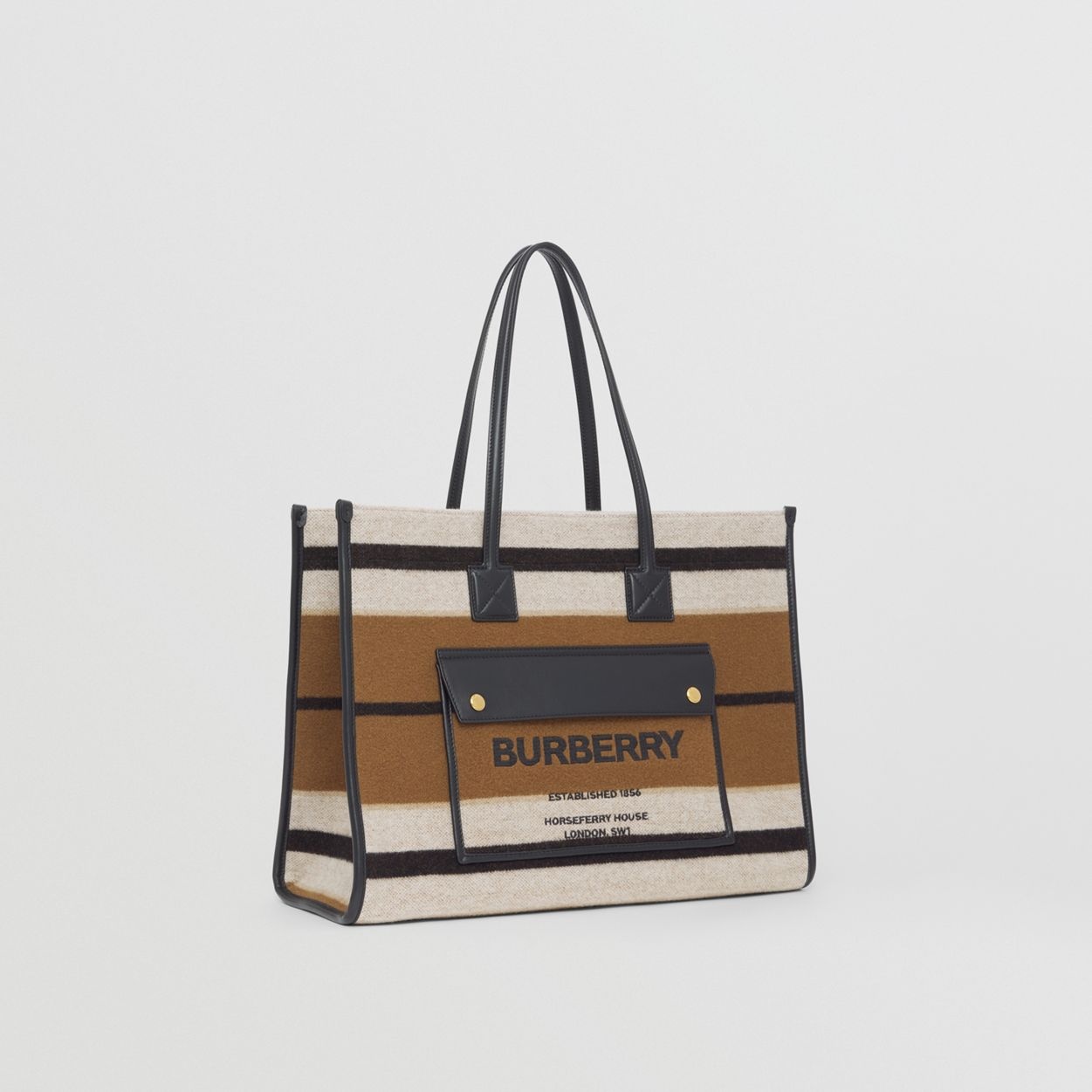 Medium Striped Wool and Leather Freya Tote - 7