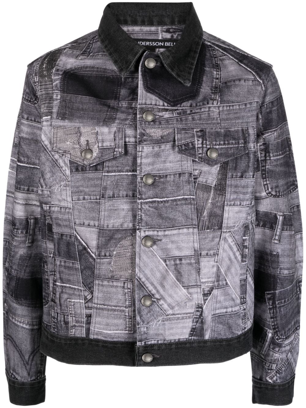 patchwork-design denim jacket - 1
