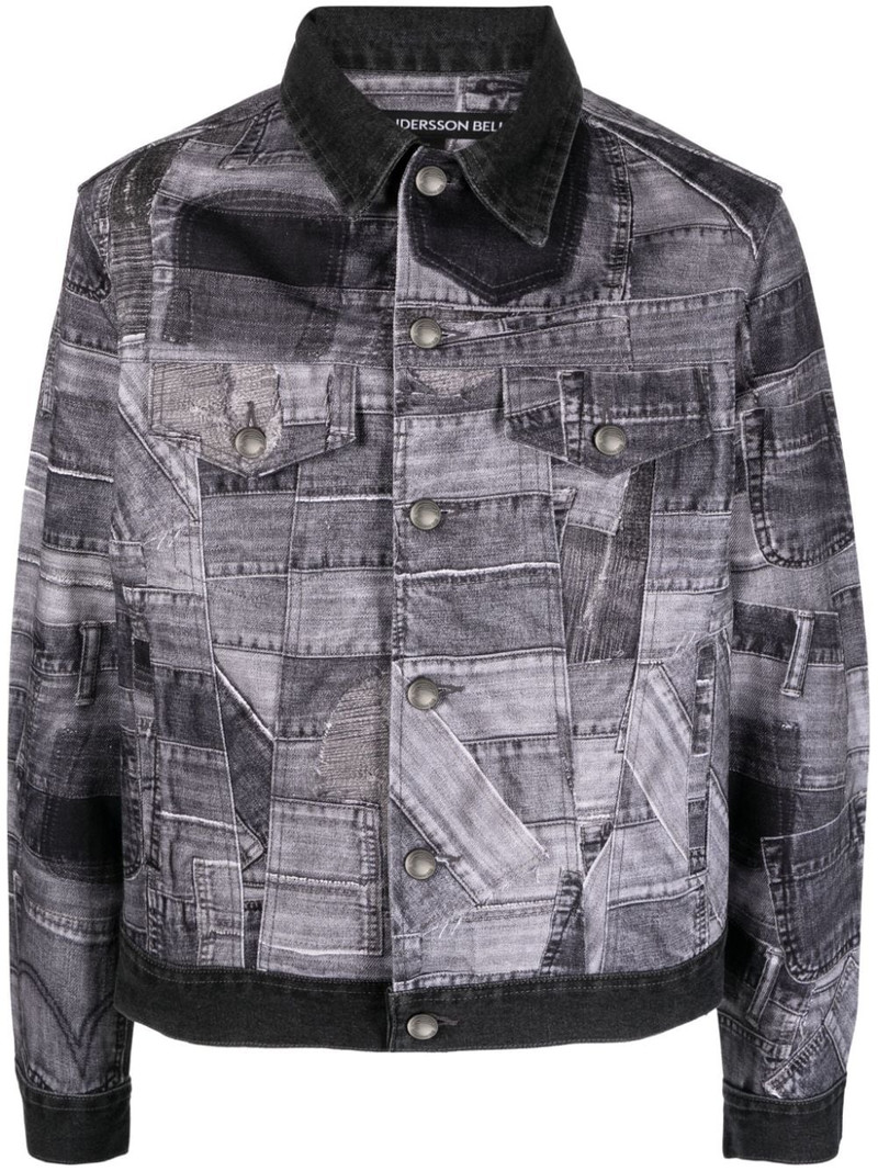 patchwork-design denim jacket 1
