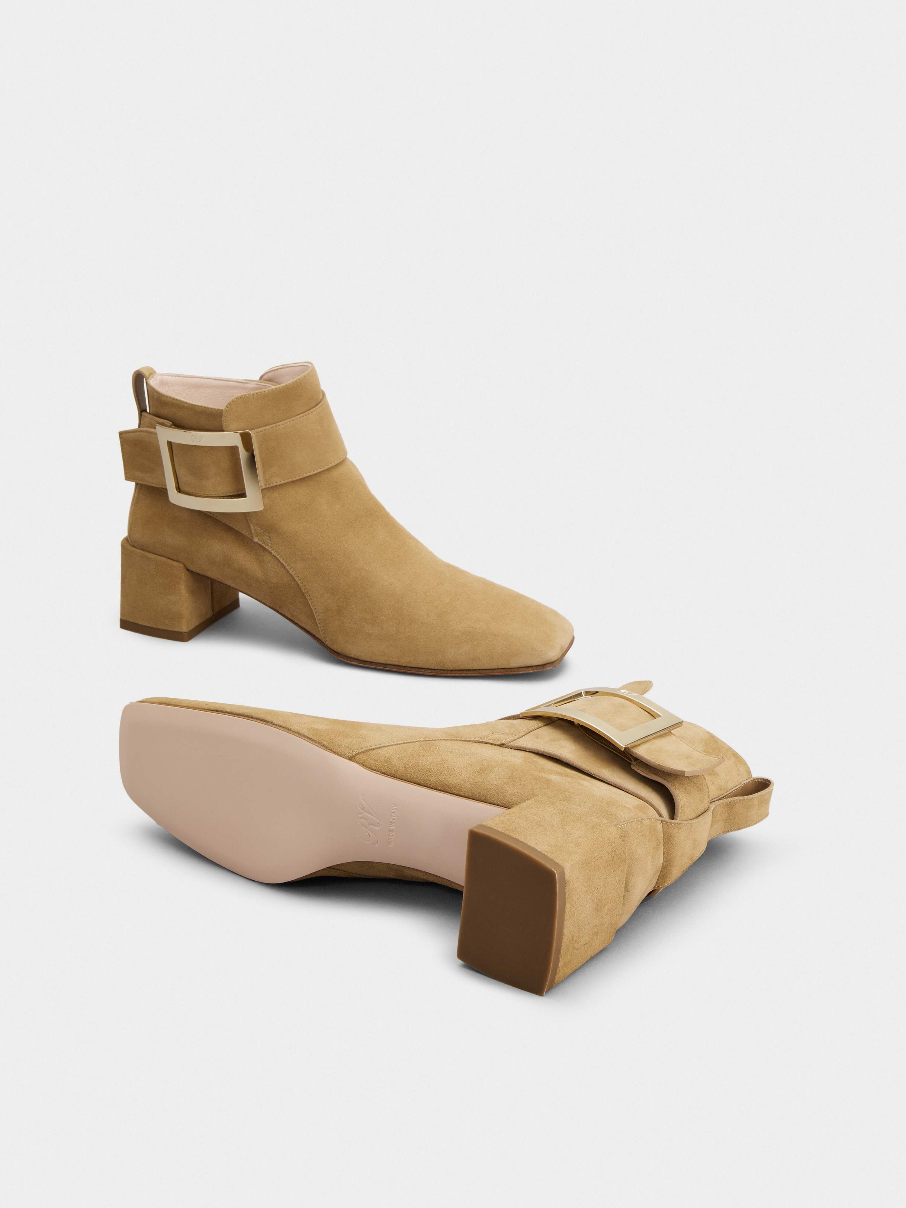 So Vivier Metal Buckle Ankle Boots in Suede - 6