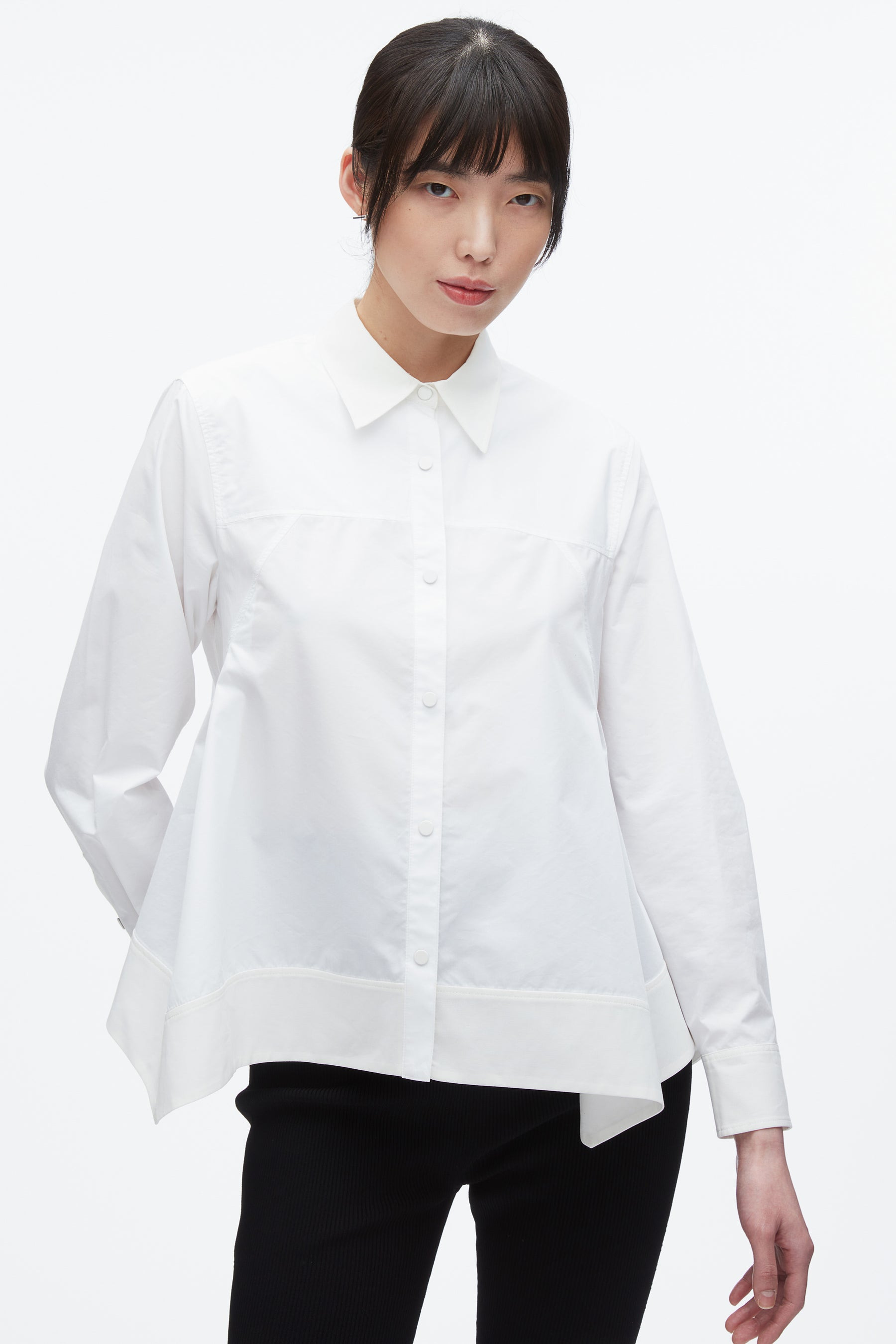 Flounce Hem Poplin Shirt - 6