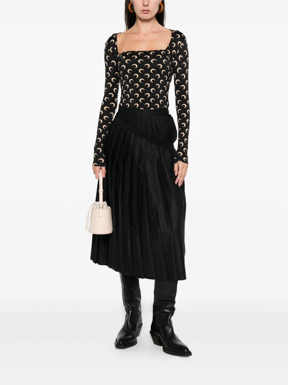 Marine Serre Women Moon Print Square-Neck Top - 1