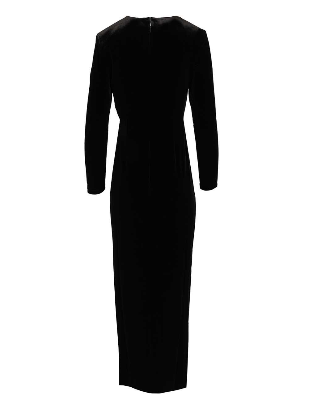 Black Velvet Embellished Midi Dress Dresses Black - 2