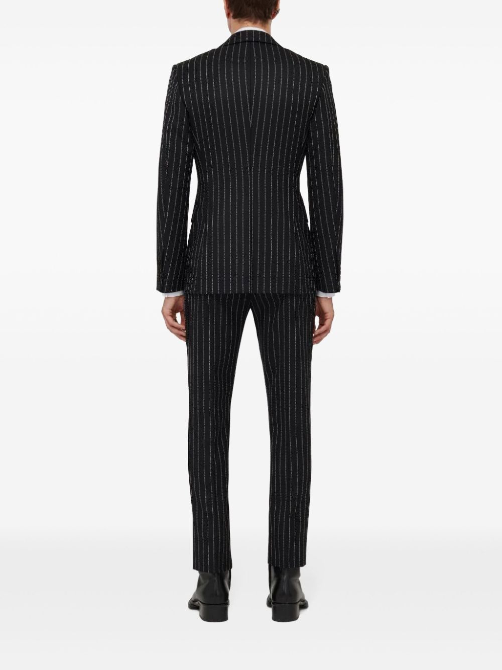 letter-pinstripe pattern blazer - 4