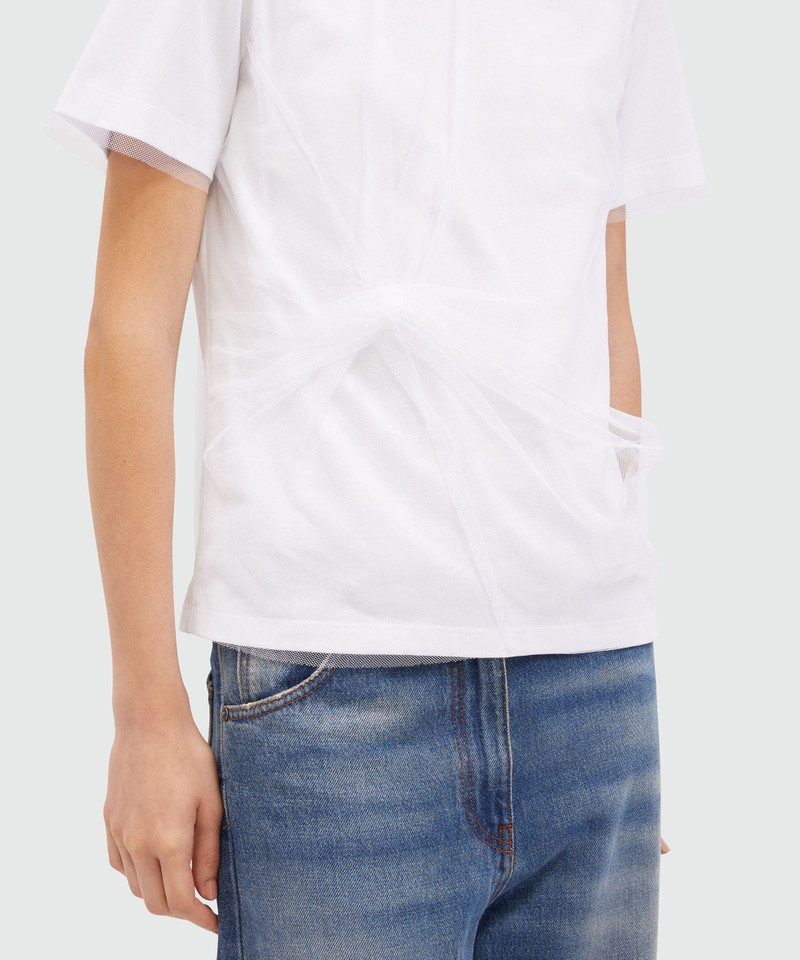 White cotton and tulle T-Shirt 5
