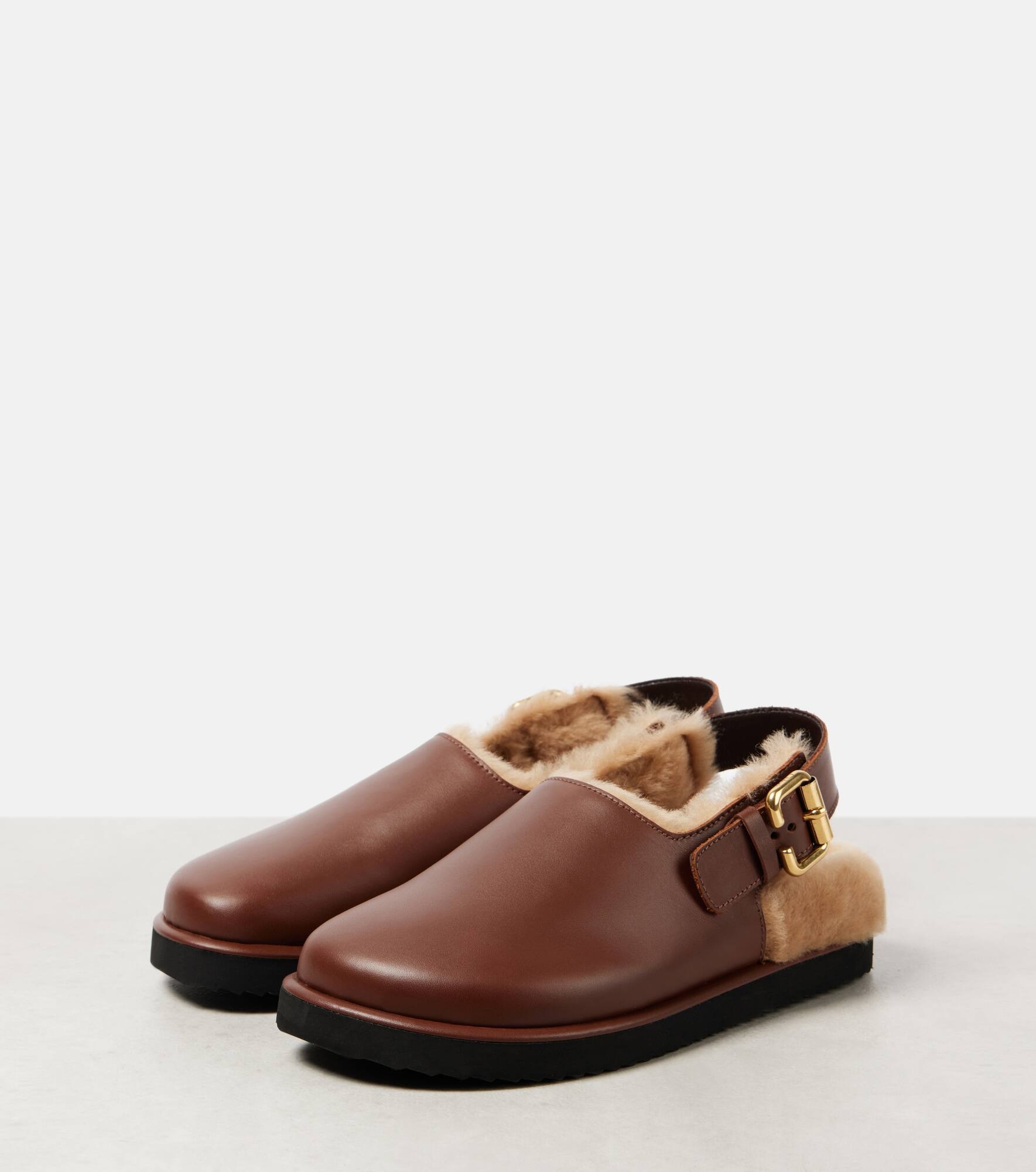 Nil shearling-lined leather mules - 4