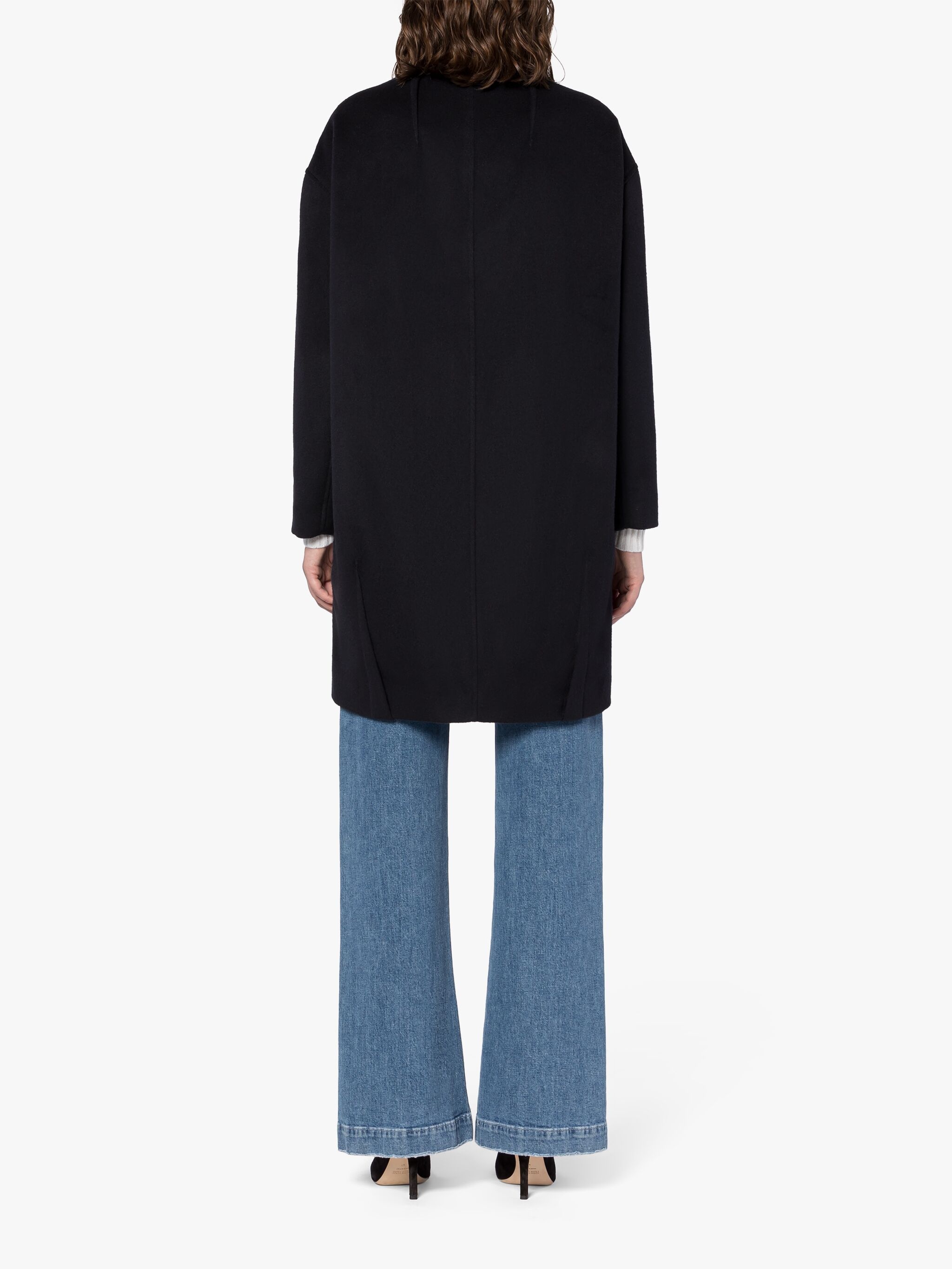 FREDDIE NAVY WOOL & CASHMERE COCOON COAT - 4