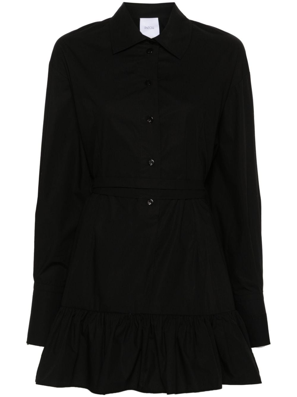 ruffled mini shirt dress - 1