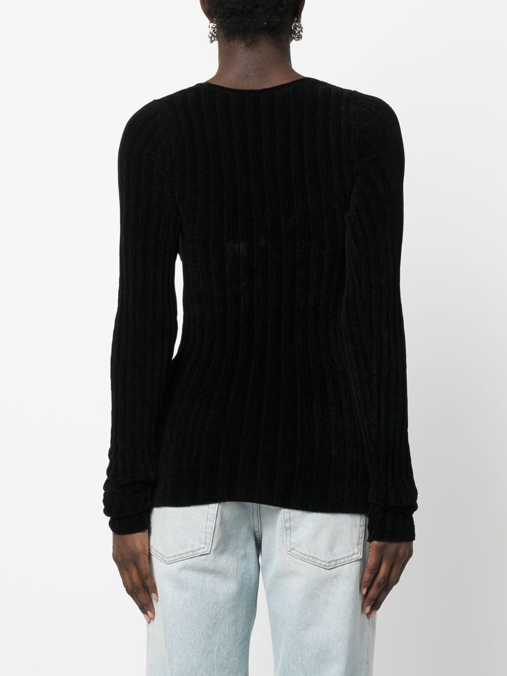 twist-front ribbed long-sleeve top - 4