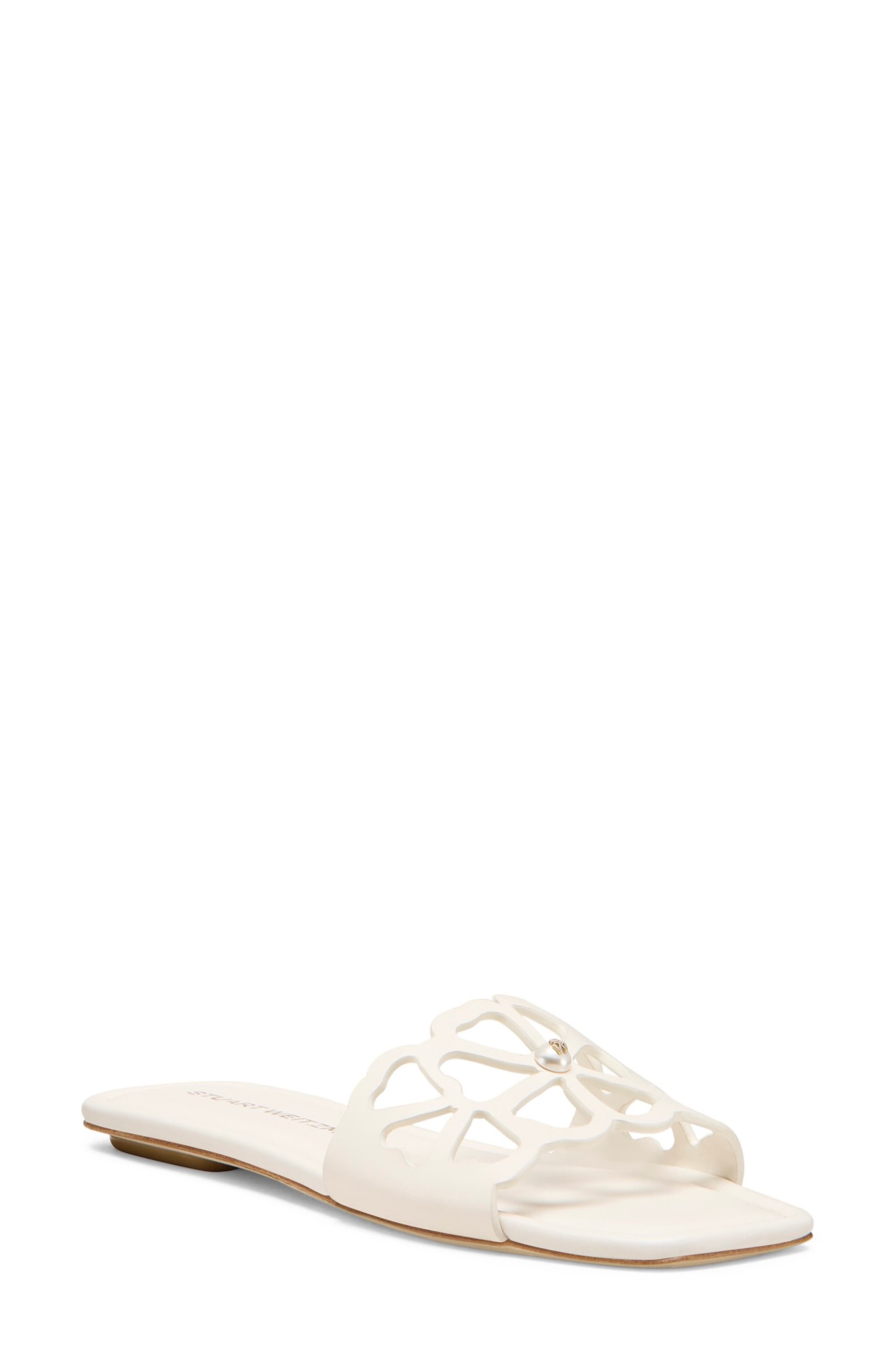 Stuart Weitzman Jasmine Cutout Slide Sandal in Cream at Nordstrom - 1