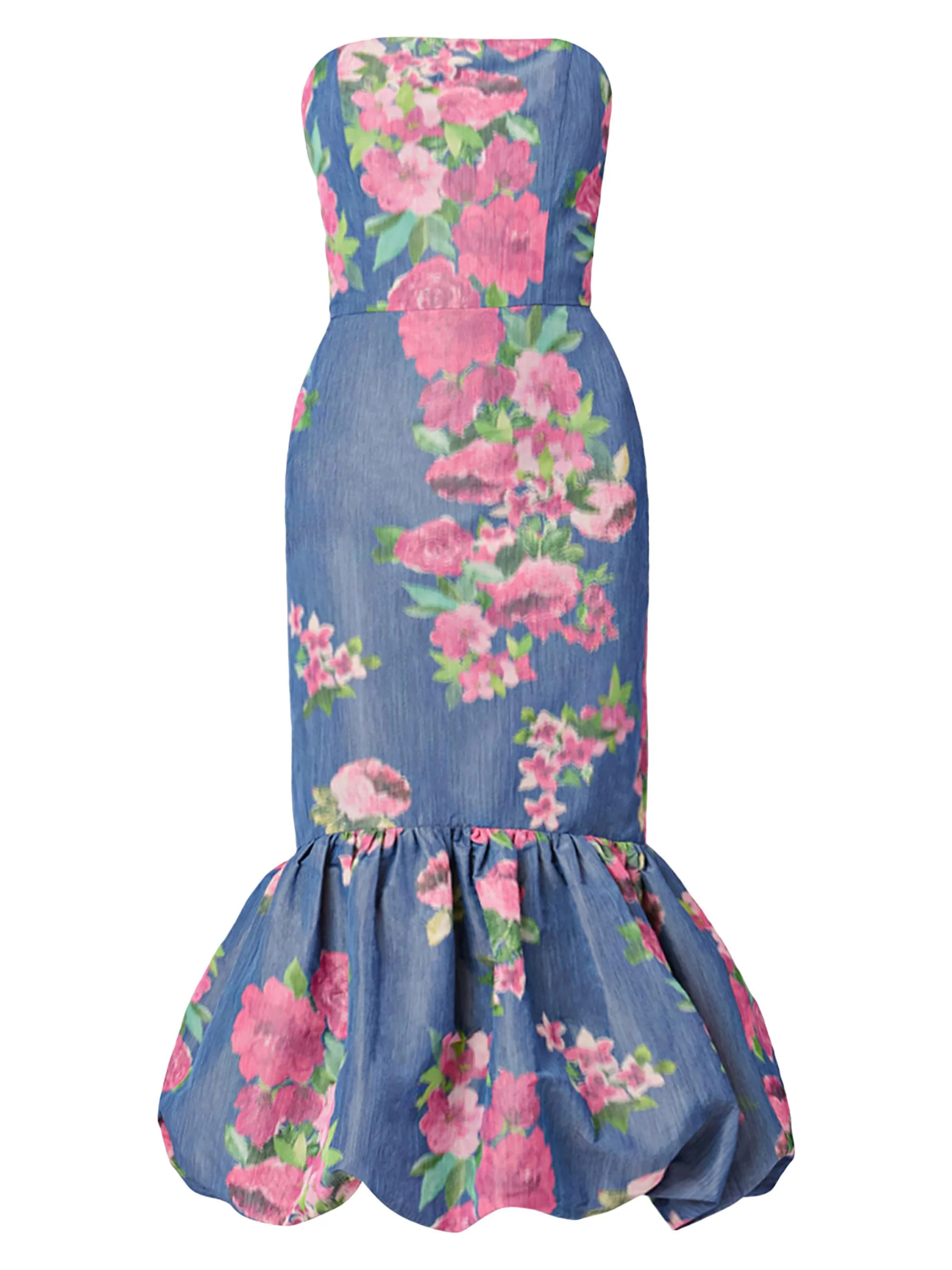 Women's Julieanne Floral Bubble-Hem Midi Dress - Navy Magenta Multi - 1