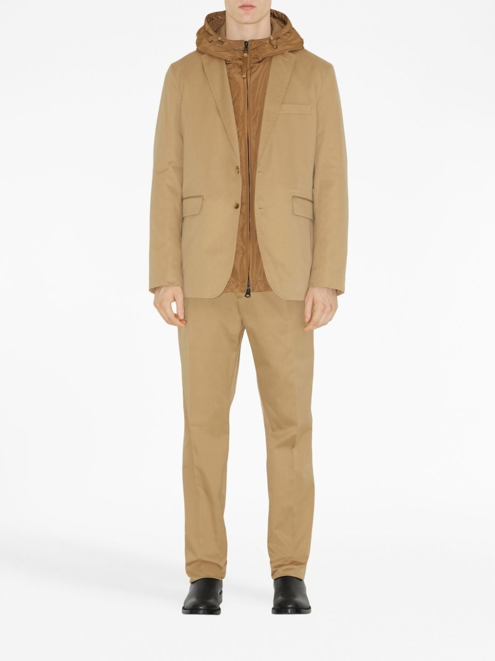 notched-lapels cotton tailored blazer - 2