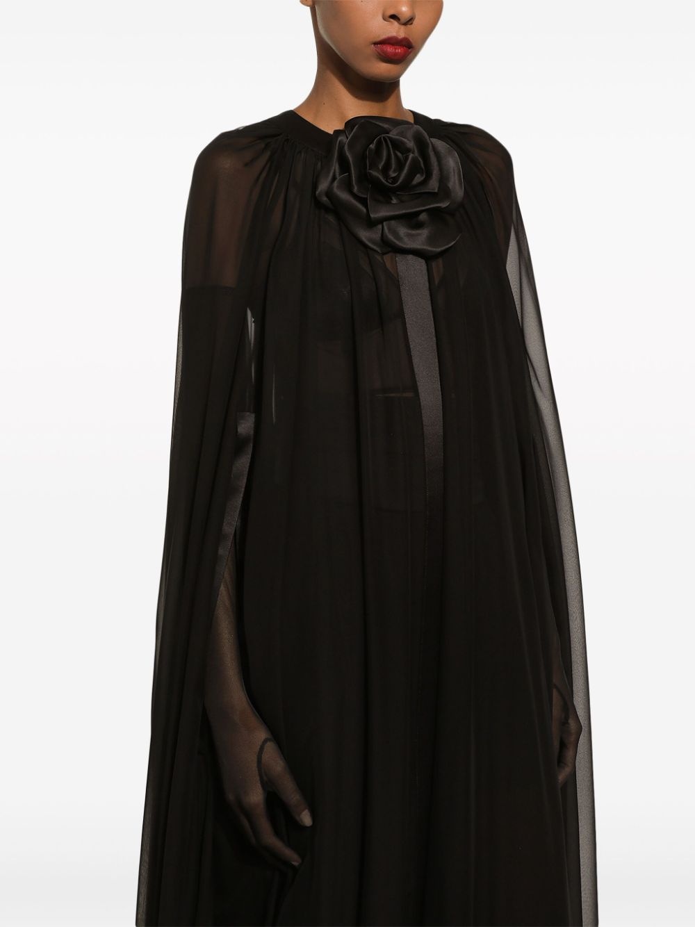 floral-appliquÃ© silk chiffon cape - 4