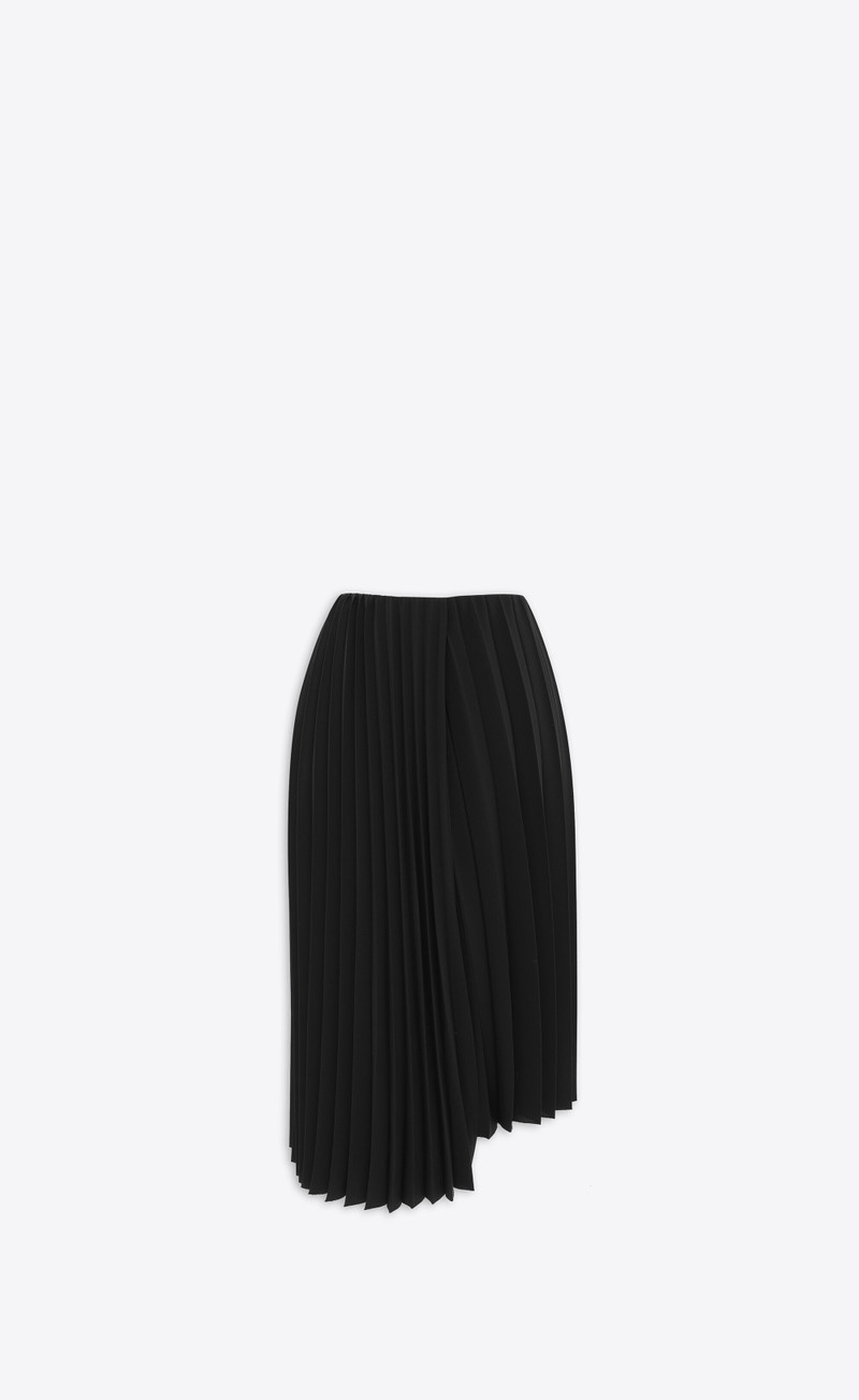 asymmetrical pleated midi skirt in crepe 1