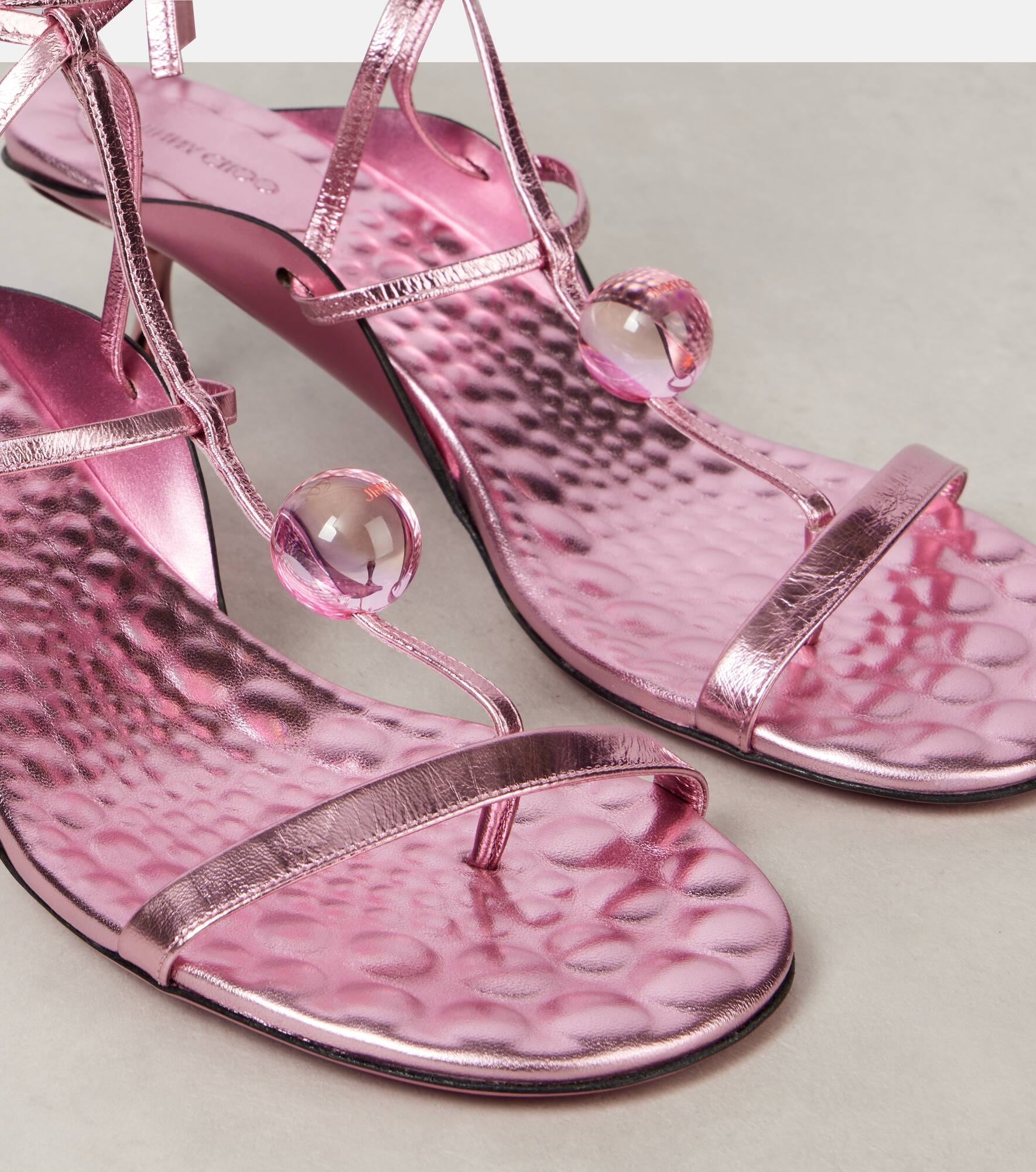 Zyra 50 metallic leather sandals - 5