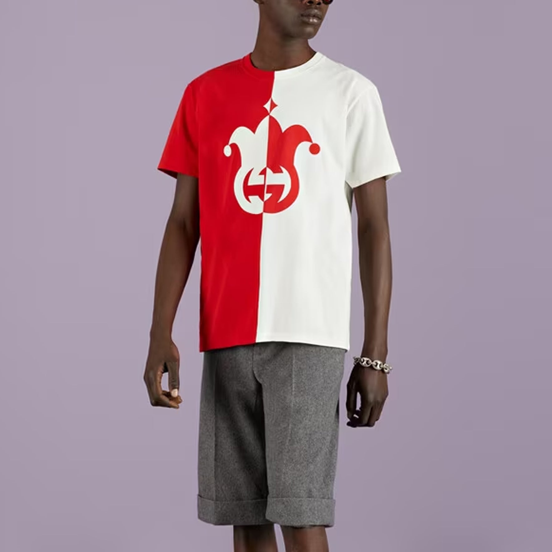 Gucci Cotton Jersey T-Shirt With Jester Clown Print 'Red White' 731506-XJE94-6374 - 3