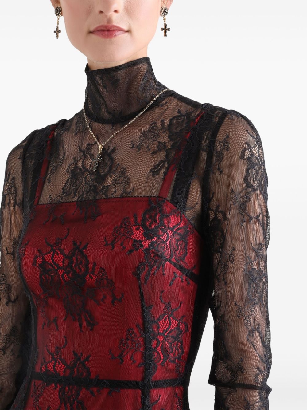 chantilly lace midi dress - 4