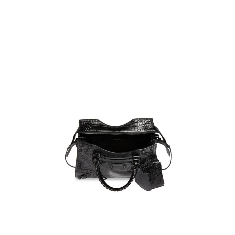 Women's Neo Cagole City Handbag Crocodile Embossed  in Black 5