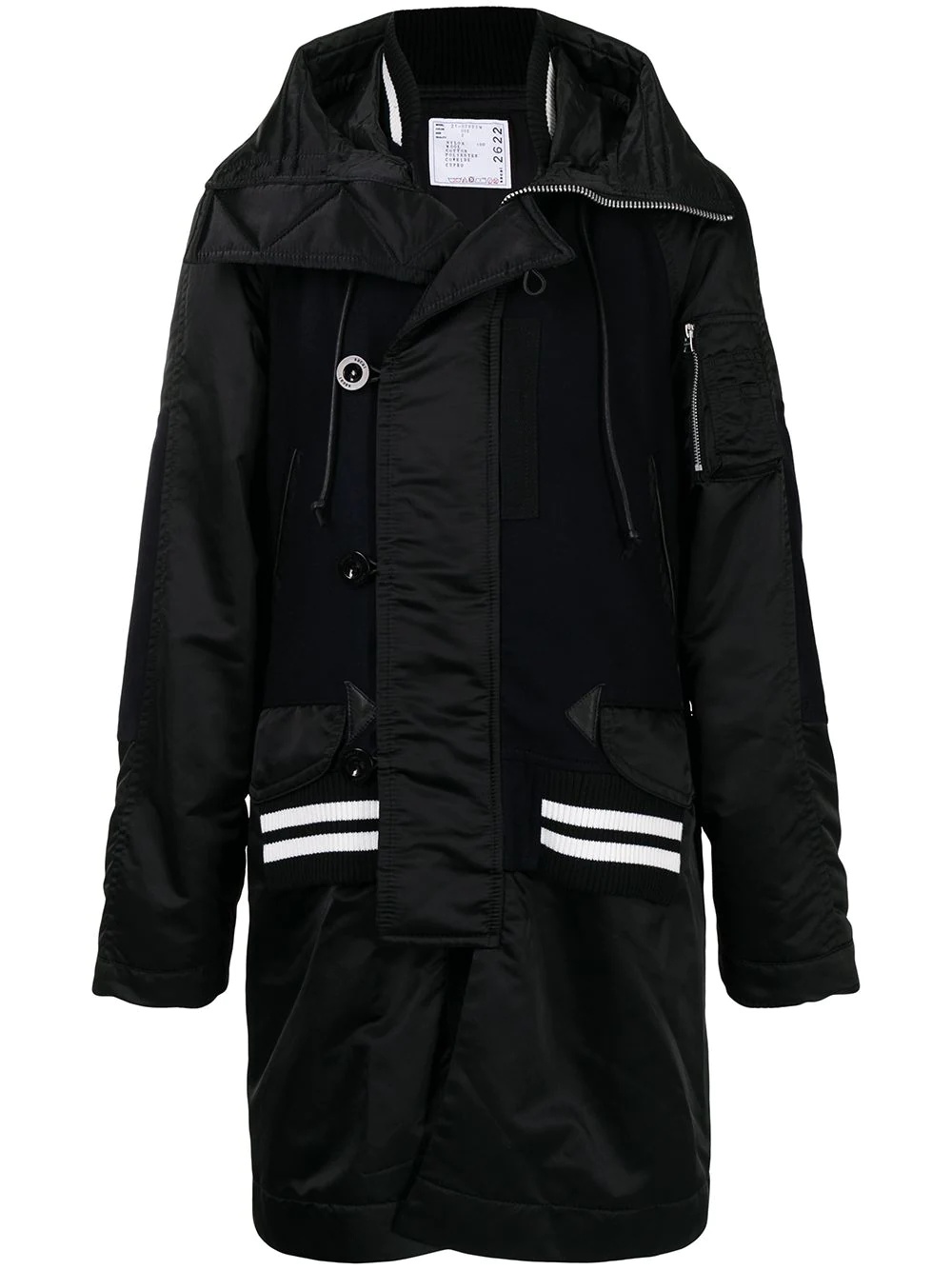 multi-panel hooded coat - 1