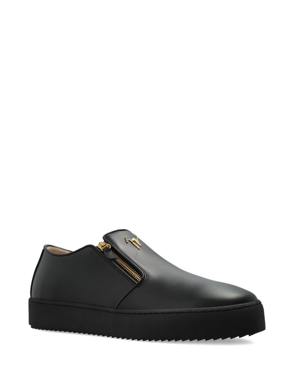 zip-detail leather sneakers - 2