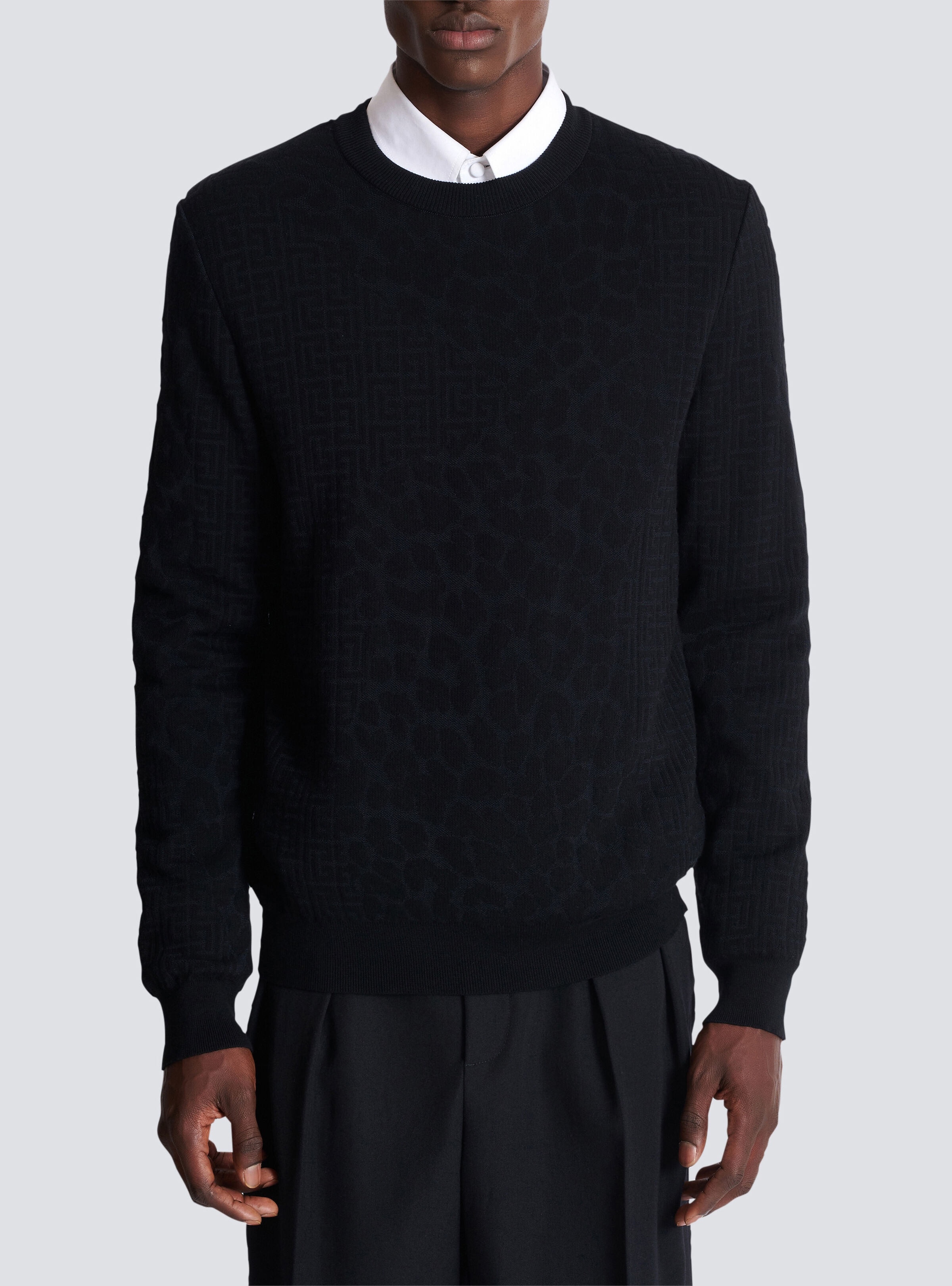 Monogram knit and leopard pattern jumper - 5