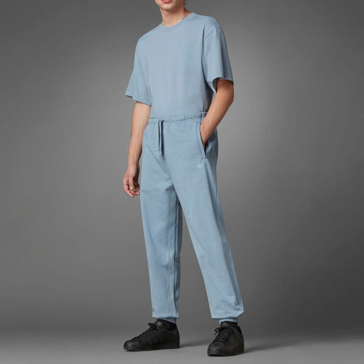 Men's adidas originals Logo Solid Color Bundle Feet Sports Pants/Trousers/Joggers Blue HD4817 - 4