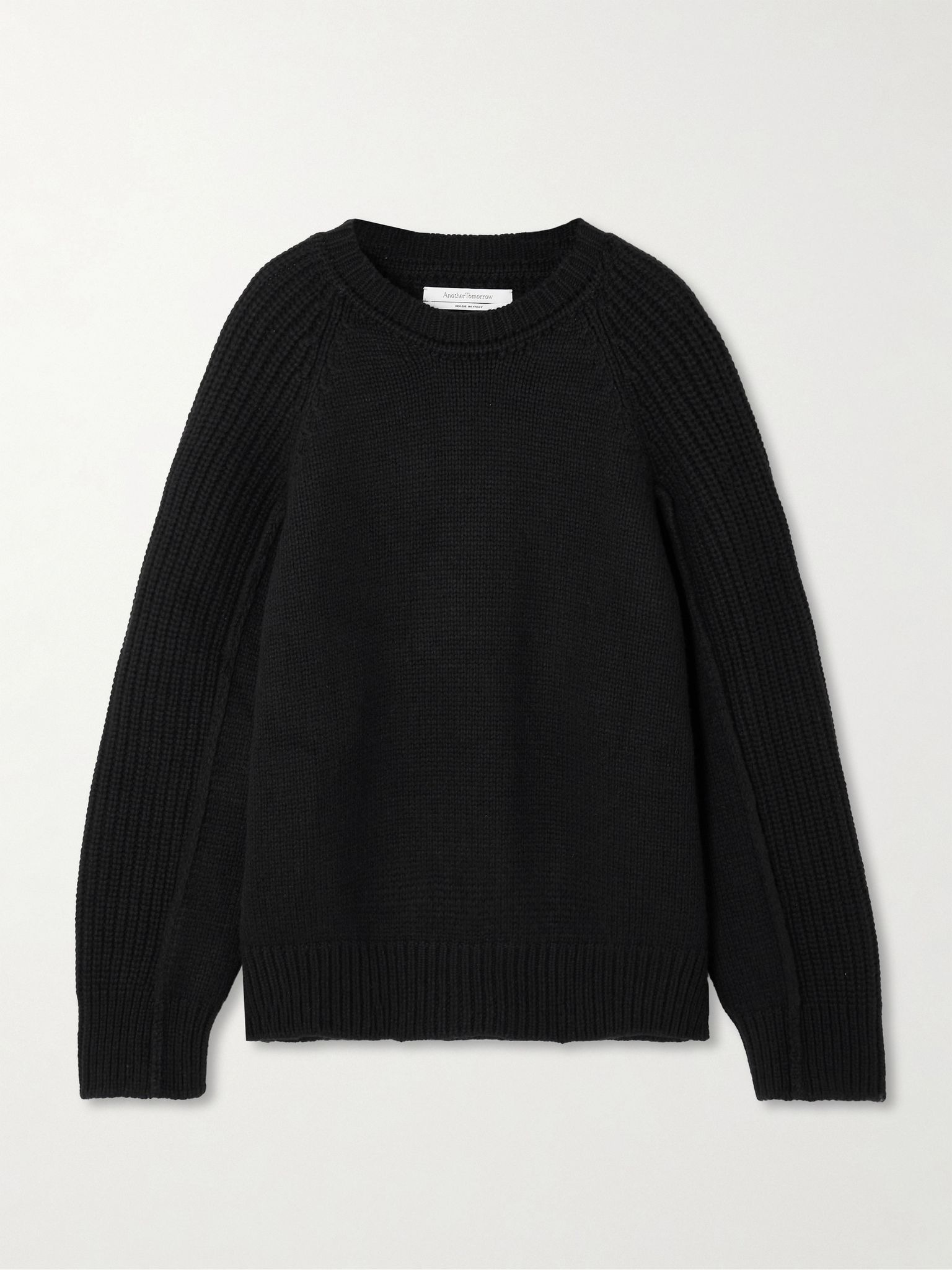 Oversized ribbed recycled cashmere and wool-blend sweater Black - 1
