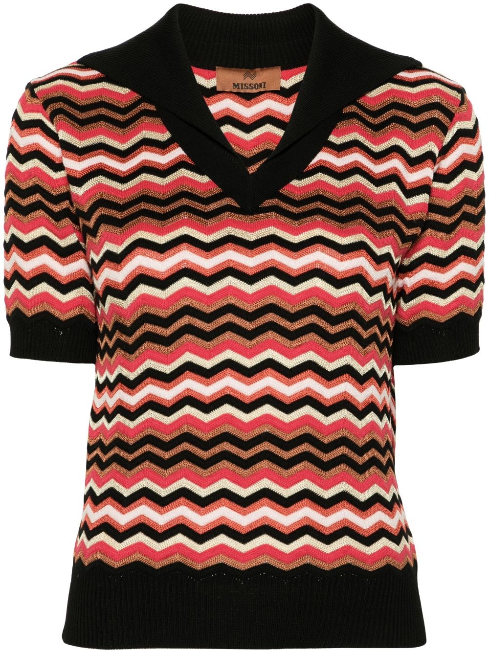 zigzag-print fine-knit top - 1