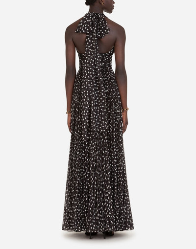 Dolce & Gabbana Long dress in polka-dot print chiffon outlook