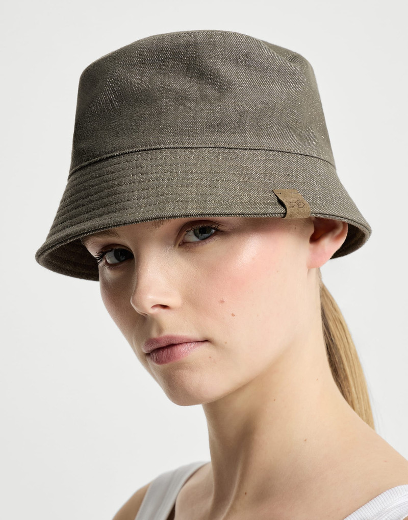 Sparkling no-fade denim bucket hat with monili 3
