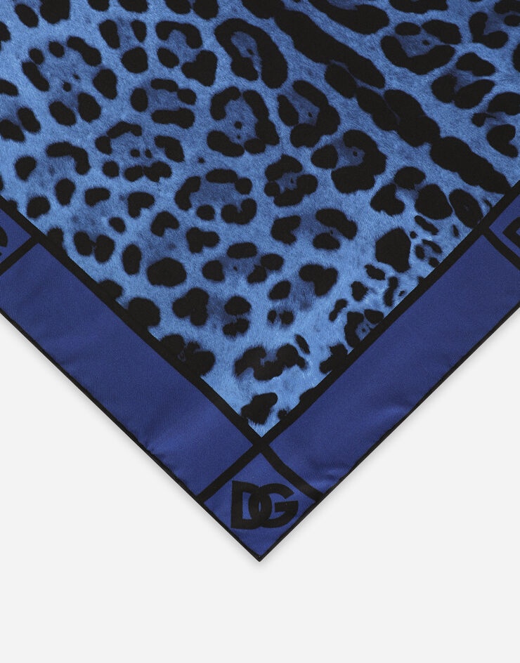 Neon leopard-print twill scarf (50 x 50) - 2