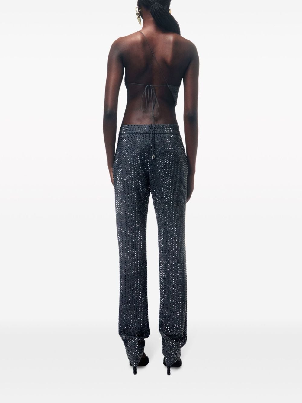 crystal-embellished tuxedo trousers - 4