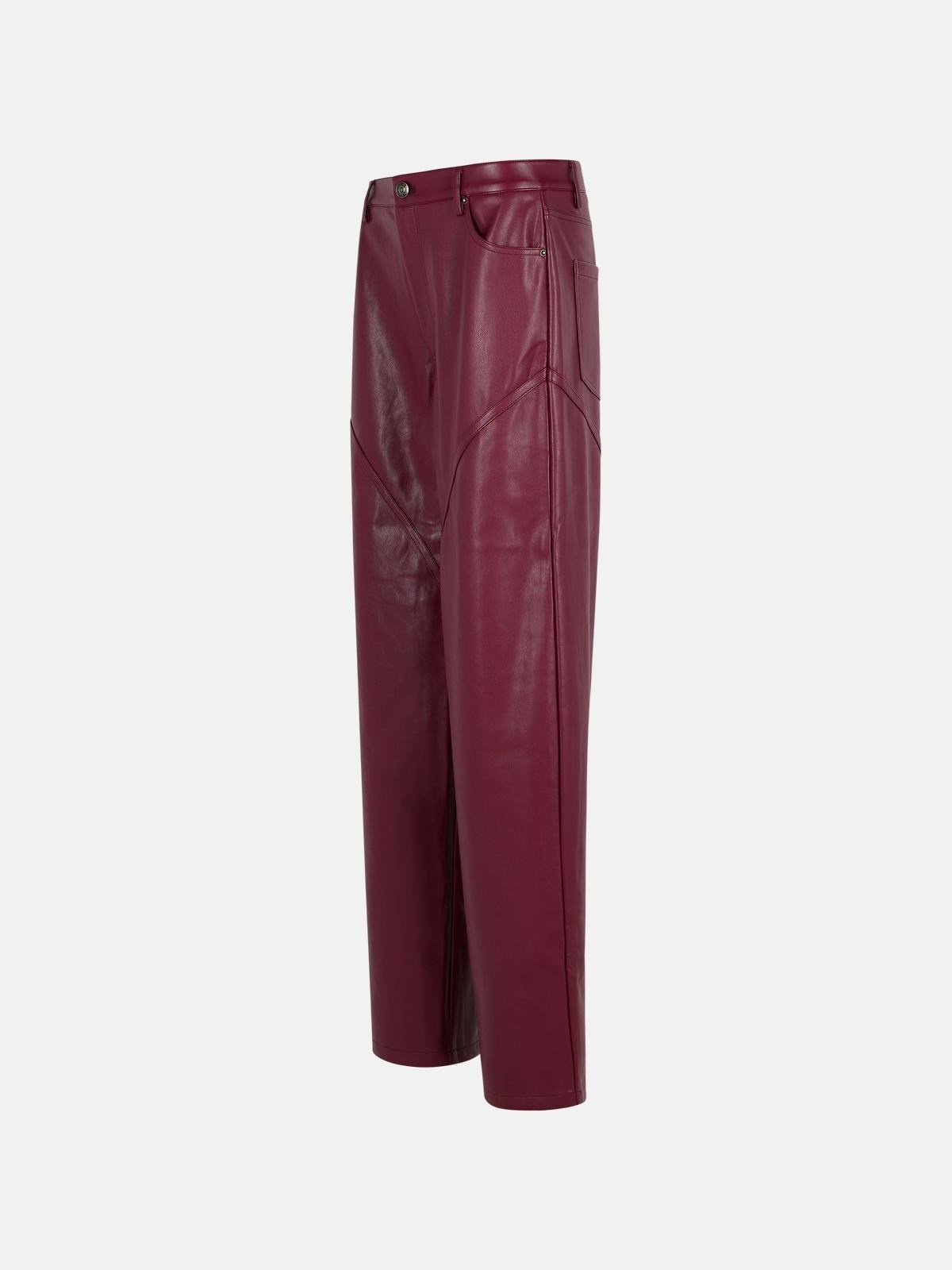 BURGUNDY POLYESTER PANTS - 2