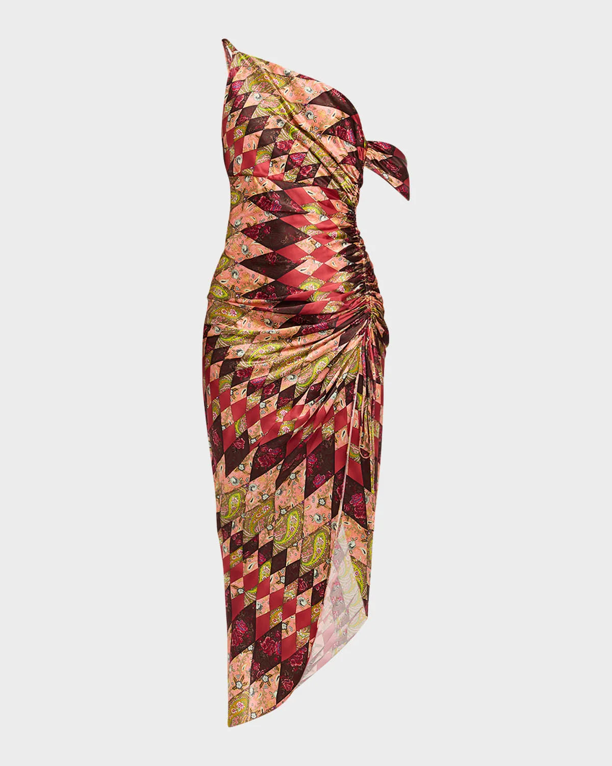 Elliana Draped Silk Midi Dress - 1