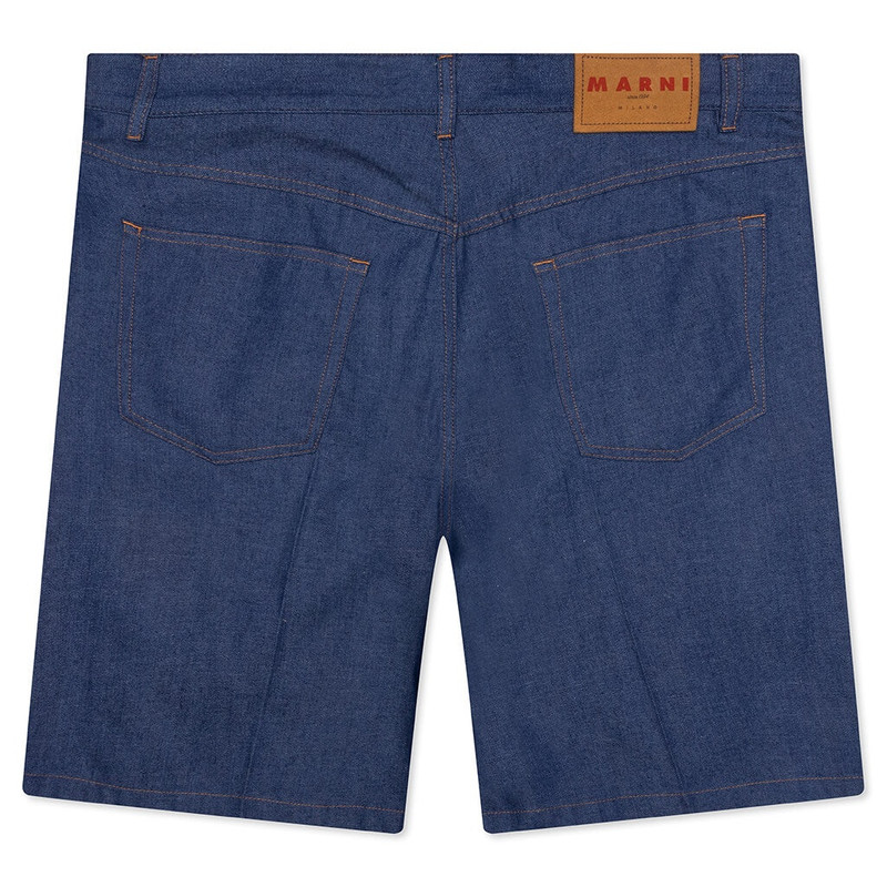 Marni DENIM SHORTS WITH TRUNAKAROO PLAQUE - BLUE outlook