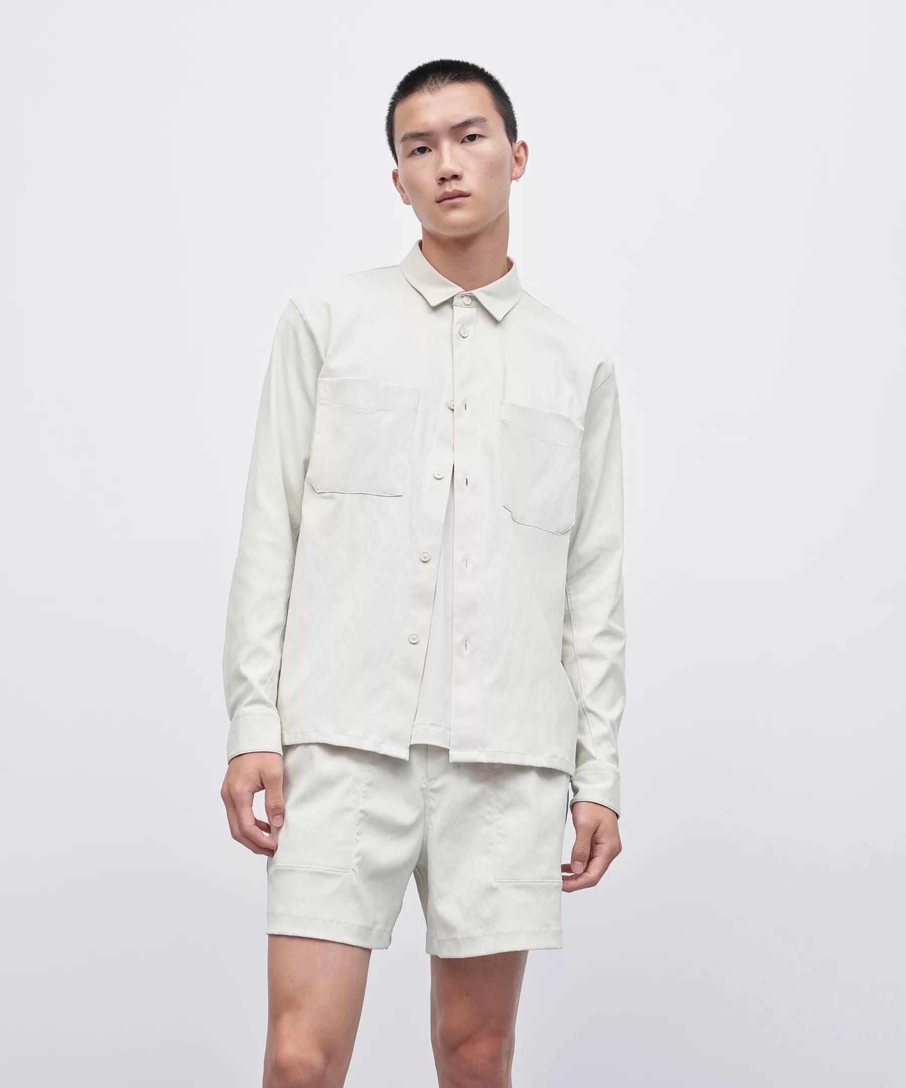 Relaxed-Fit Long Sleeve Button-Up Shirt - 1