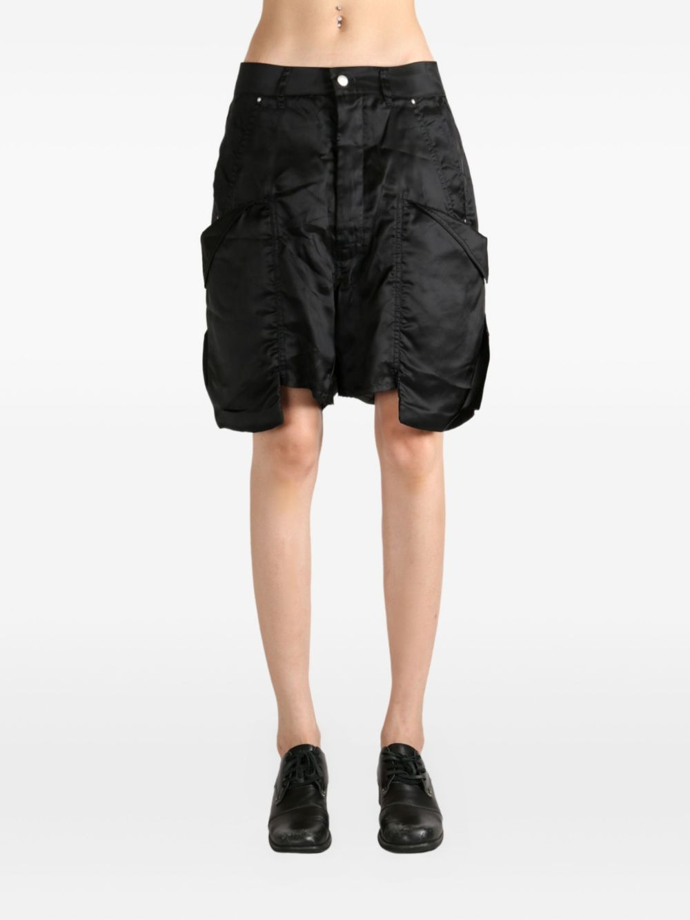 cargo pocket satin shorts - 2