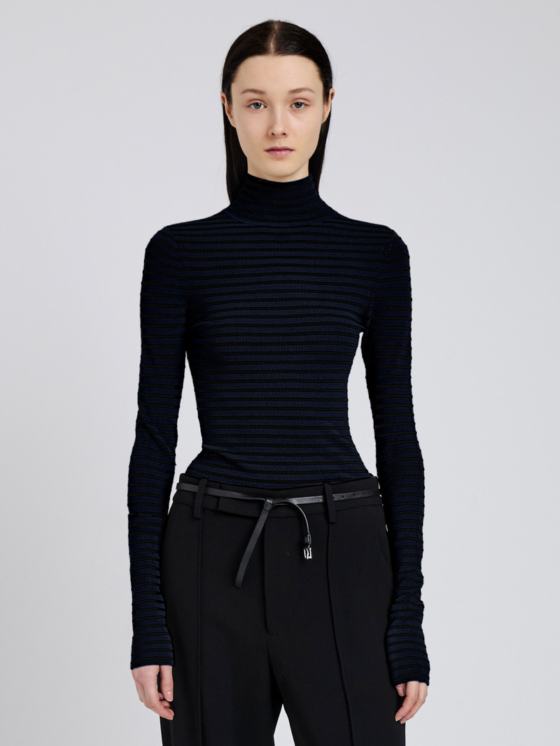 Didi Top in Matte Viscose Velvet Stripe 2