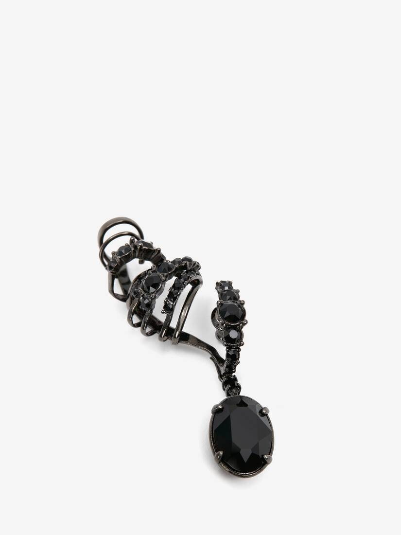 Crystal Drop Multi Hoop Earpiece in Black - 3