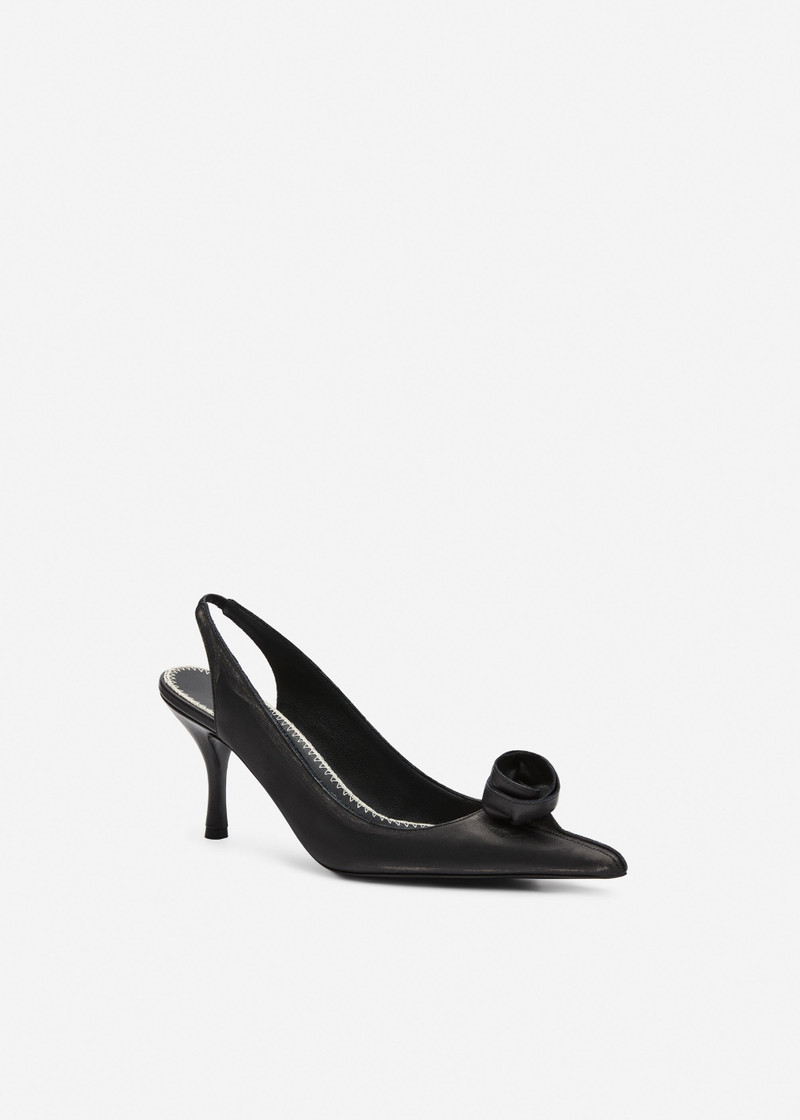 MAGDA BUTRYM Rose slingback pumps in black leather outlook