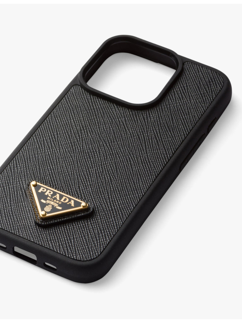 Prada Brand-plaque saffiano leather iPhone 15 Pro outlook