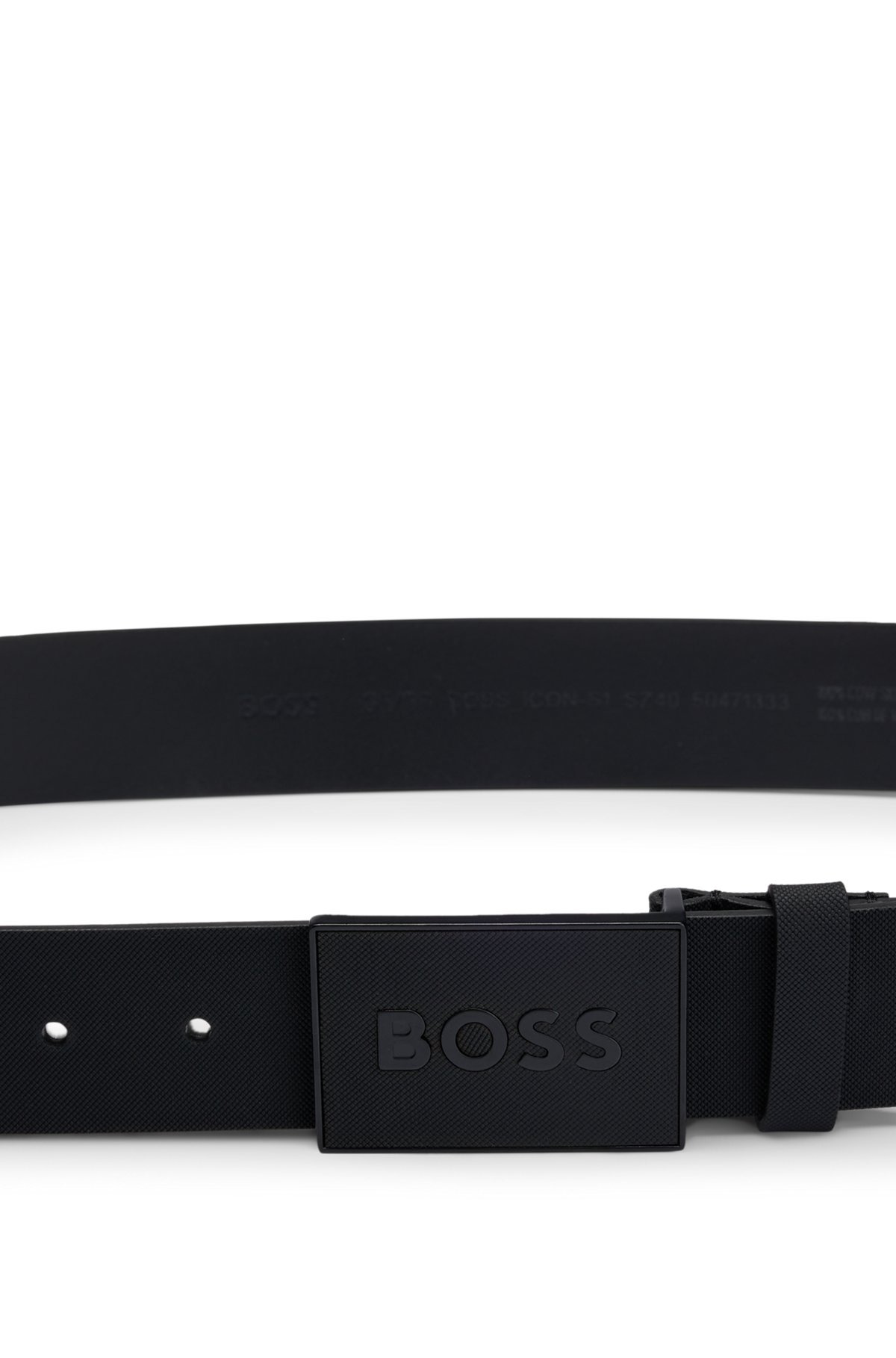 ITALIAN-LEATHER BELT WITH TEXTURED PLAQUE BUCKLE - 4