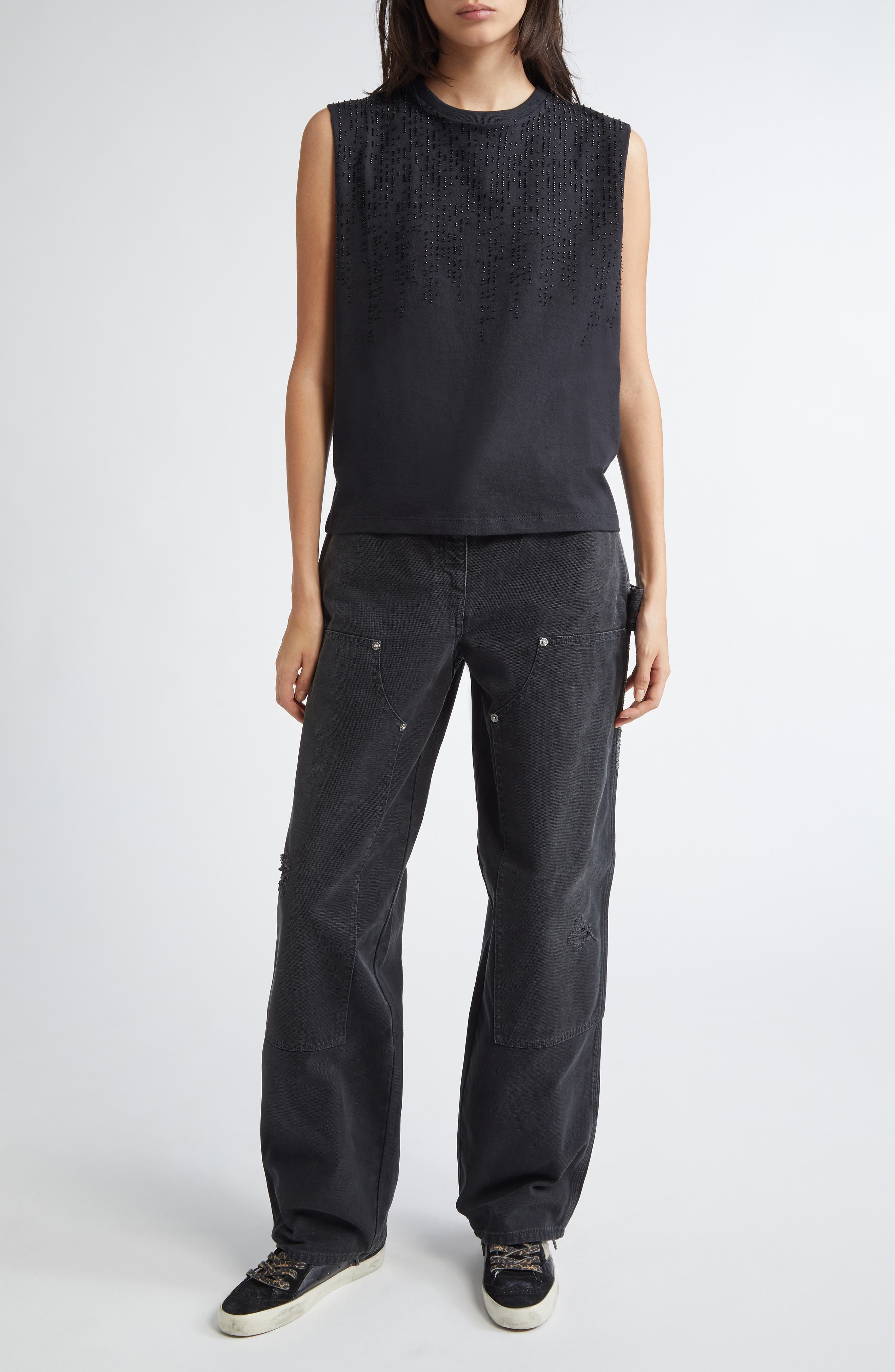 Golden Goose Journey Embellished Cotton Tank in Black at Nordstrom - 2