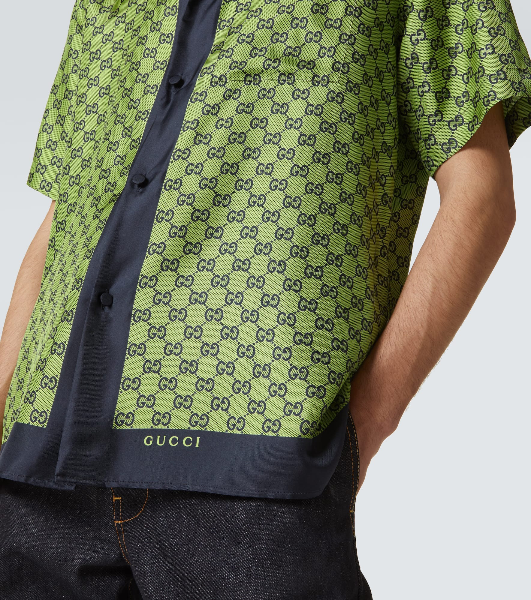 GG printed silk shirt - 6