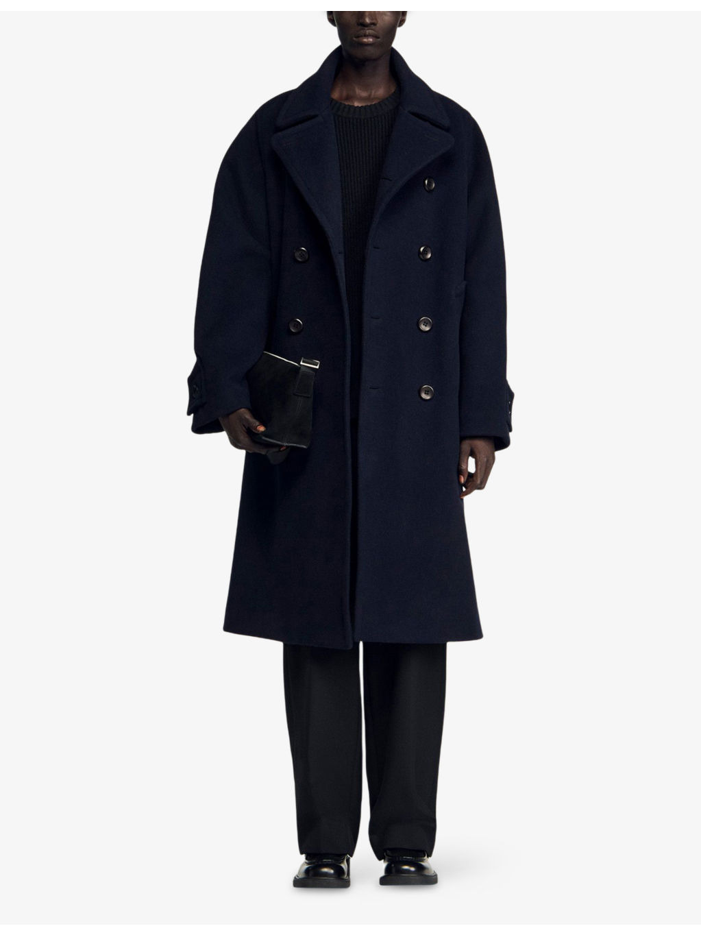Lapel-Collar Double-Breasted Wool Coat - 2