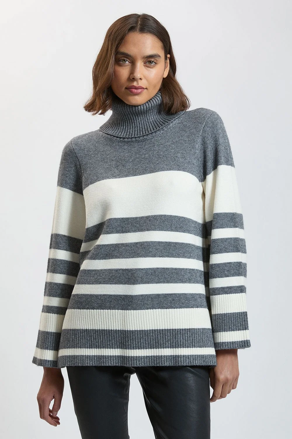 Striped Split Hem Knit Jumper - 1