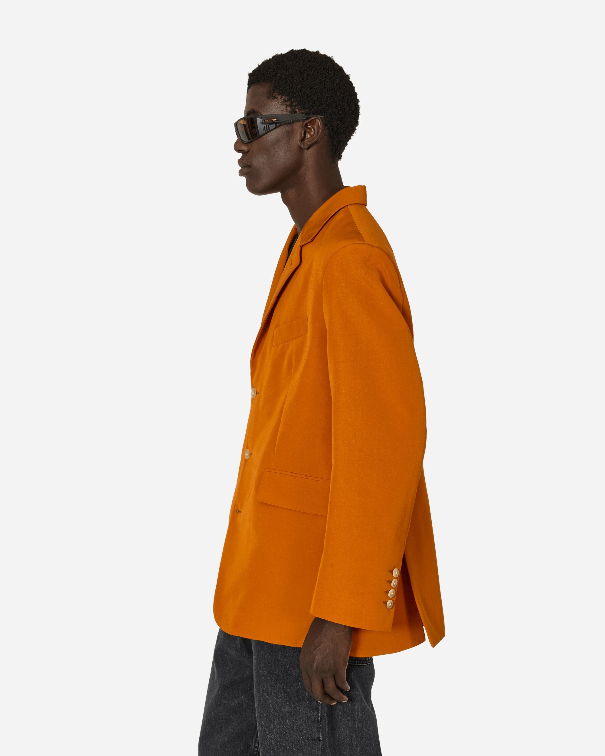 Ginger Faille Single-Breasted Suit Jacket Orange - 2